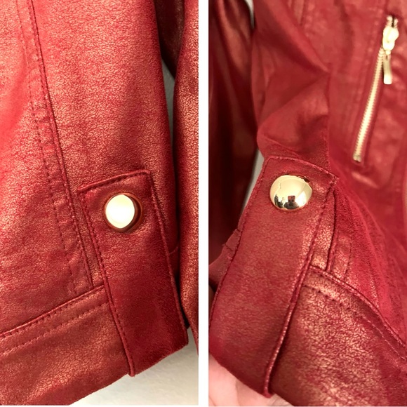 NWOT | Women’s✨Insight New York✨Liquid Cherry Metallic Moto Jacket - Picture 5 of 16